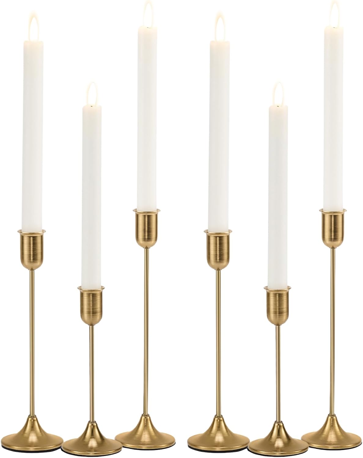 Gold Hurricane Candle Holders Set of 6, Tall Metal Windproof Glass Taper Candle Holder for Candlestick, Candle Sticks Decor, Table Centerpieces for Wedding, Candlelit Dinner Party Fireplace Decoration