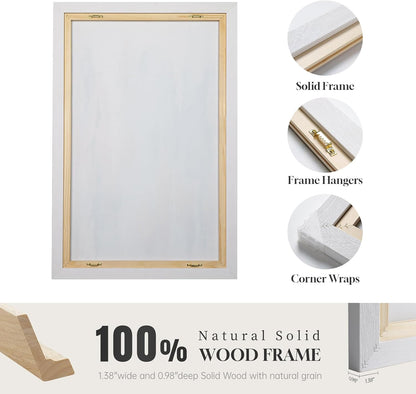 Large Framed Abstract Nature Landscape Wall Art for Living Room, Set of 3 Modern Canvas Prints Paintings Artwork for Walls, Green Lake Pictures for Hallway, Dining Room, Office Wall Decor 24x36 Inch