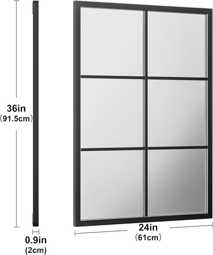 Dewfig 65"x 22" Arched Window pane Full Length Mirror, Wall Mirror, Floor Standing Mirrors, Farmhouse Long Full Body Mirrors Wall Mounted for Living Room, Bedroom, Entryway, Fireplace, Black