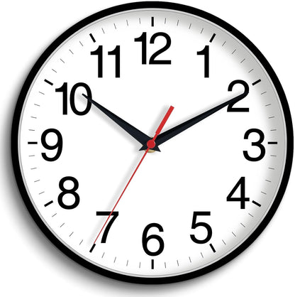 Rohioue Wall Clock Modern 8 Inch Battery Operated Silent Non Ticking Small Analog Clock for Living Room Office Home Bedroom Kitchen Bathroom(Black)