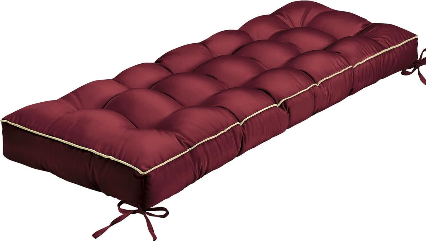 Outdoor Bench Cushion, Tufted Patio Seat Pad for Garden Bench, Porch Swing, Indoor/Outoor Furniture (Blue, 48X18X4 inch)