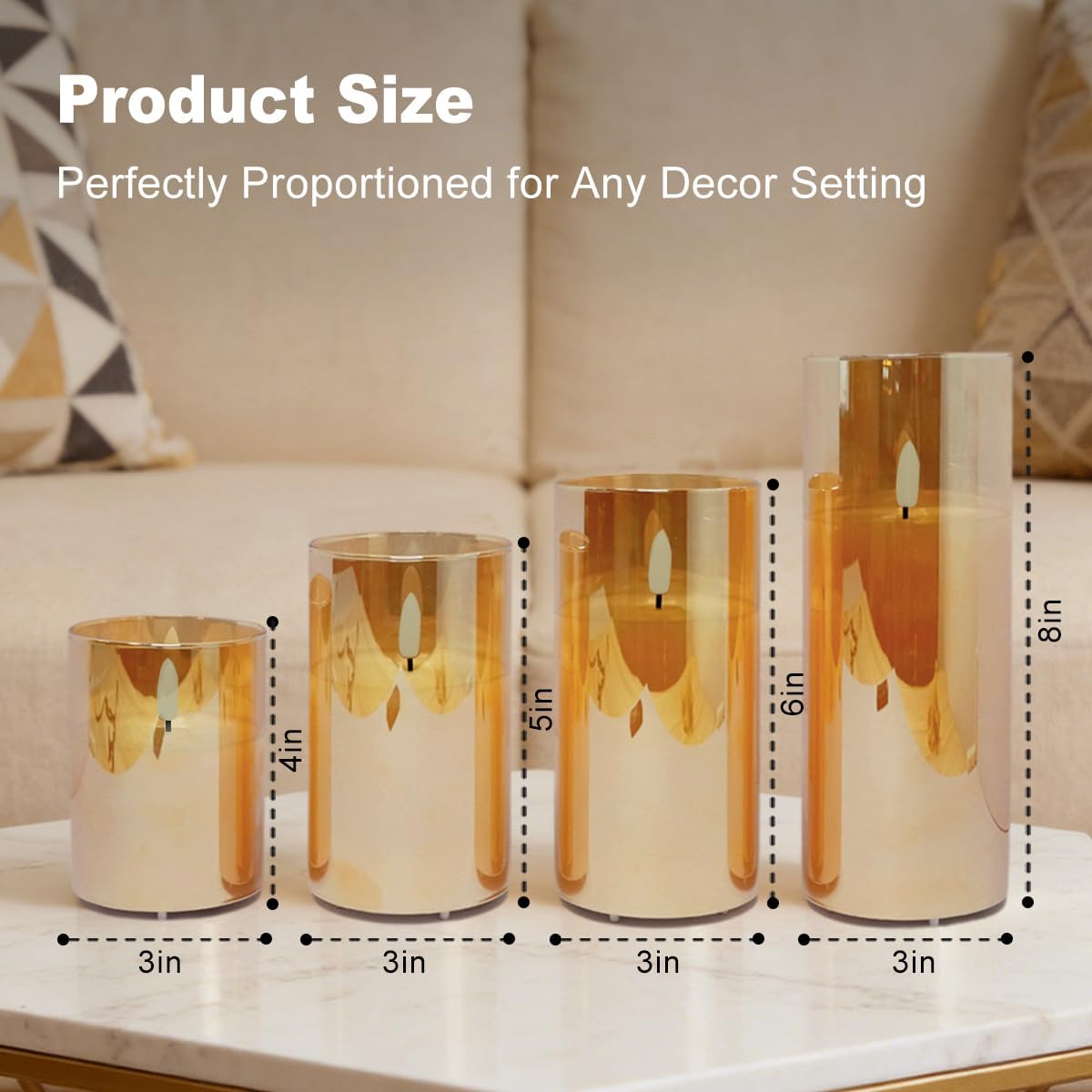 Rechargeable Flameless Glass Pillar Candles–Gifts for Women,–Set of 3, Realistic Flickering LED Light,Remote & Timer, Ideal for Living Room, Bedroom & Festival Wedding Home Party Decor