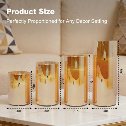 Rechargeable Flameless Glass Pillar Candles–Gifts for Women,–Set of 3, Realistic Flickering LED Light,Remote & Timer, Ideal for Living Room, Bedroom & Festival Wedding Home Party Decor