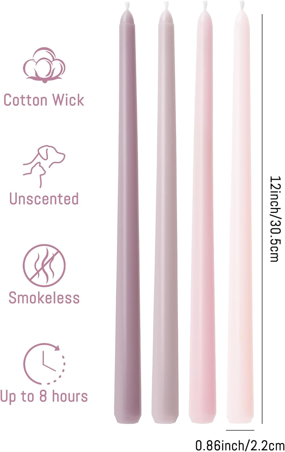 Viyffo Taper Candles, 12 Inch, 12 Pack, Brown – Unscented, Smokeless Design, Up to 8-Hour Burn – Tall Candlesticks for Table Decor, Weddings & Dinners