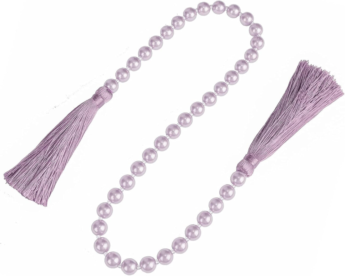 34 Inch Pearl Glass Bead Garland with Tassels - Elegant Boho Table Decor, Fringe Wall Hanging for Wedding, Party, Farmhouse Rustic Prayer Bead Home Decoration(1 Pack,Gold)
