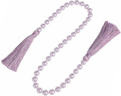 34 Inch Pearl Glass Bead Garland with Tassels - Elegant Boho Table Decor, Fringe Wall Hanging for Wedding, Party, Farmhouse Rustic Prayer Bead Home Decoration(1 Pack,Gold)