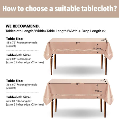 MIULEE Beige Rectangle Linen Polyester Tablecloth with Decorative Cutouts Spring Waterproof Stain Resistant & Shrink-Proof Table Cloth 52x70 inch Farmhouse Style for Dining Wedding and Outdoor