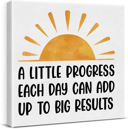 Inspirational Farmhouse Canvas Print Wall Art Decor One Small Positive Thought in the Morning Can Change Your Whole Day Sign Painting Plaque Rustic Home Decoration (8 X 8 Inches, Framed)