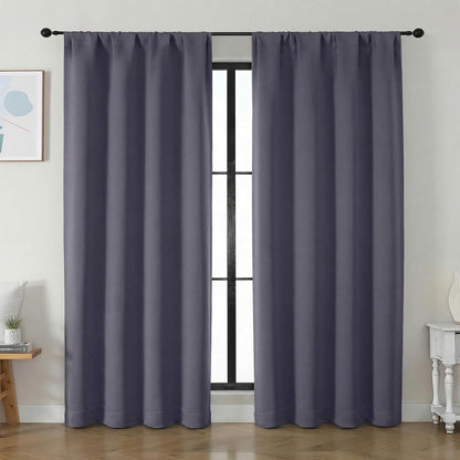 Simplebrand Ava Sage Green Blackout Curtains for Bedroom 63 Inch Length 2 Panels Set, Solid Thermal Insulated Energy Saving Rod Pocket Window Treatment Curtains Blackout Drapes, W40 x L63 Inch, Sage - Colors A