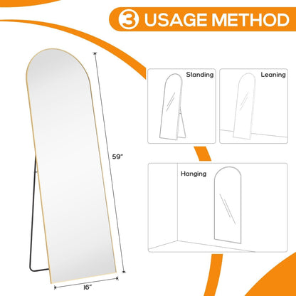 Mirror Full Length, Upgraded 16"x59" Body Wall Mirrors with Shatter-Proof Glass, Floor Standing, Hanging or Leaning, Tall Mirror with Stand Aluminum Alloy Frame for Bedroom Cloakroom
