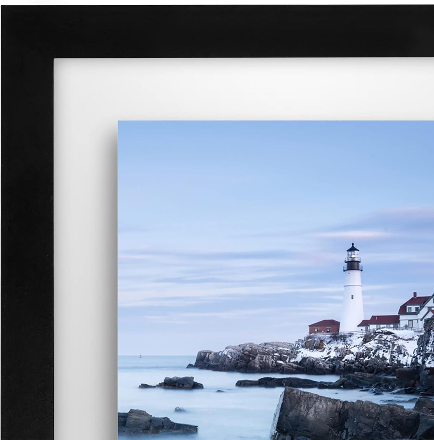 Americanflat 8x10 Floating Picture Frame with Polished Crystal-Clear Glass - Use as 5x7 Picture Frame or Display 4x6 Photo - Signature Float Collection - Photo Frames for Tabletop or Wall - Black