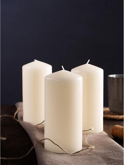 CANDWAX 3x4 inch Pillar Candles Set of 3 – Unscented Dripless Rustic Dark Blue Candles for Room Decor, Weddings, Centerpieces