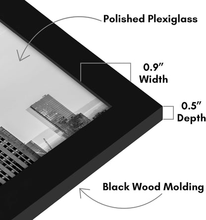 Americanflat 16x20 Picture Frame with Polished Plexiglass - Black Picture Frame - Wide Photo Frames Made of Engineered Wood for Vertical or Horizontal Wall Display - Epic Collection - Black - Colors A