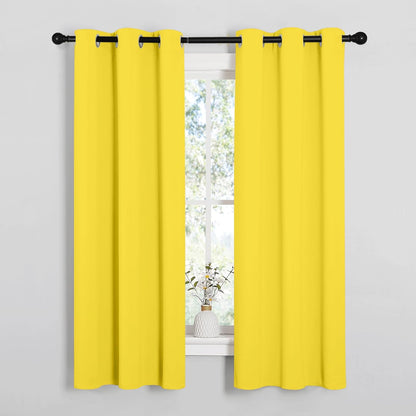 NICETOWN Halloween Pitch Black Solid Thermal Insulated Grommet Blackout Curtains/Drapes for Bedroom Window (2 Panels, 42 inches Wide by 63 inches Long, Black) - Colors C