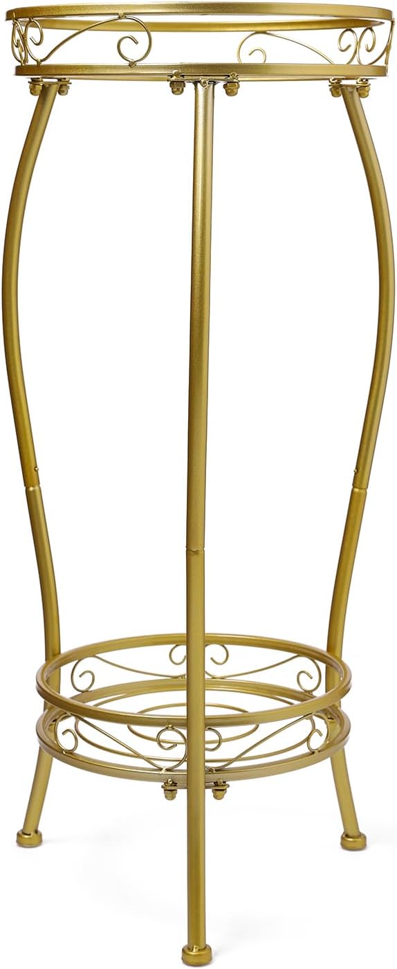 Kavlium Plant Stand Indoor Outdoor，Tall Black Metal Rustproof Stable Plant Stands，2 Tier 27.1 inch Multiple Plant Rack Holder Rack Flower Pot Stand Heavy Duty Plant Shelf