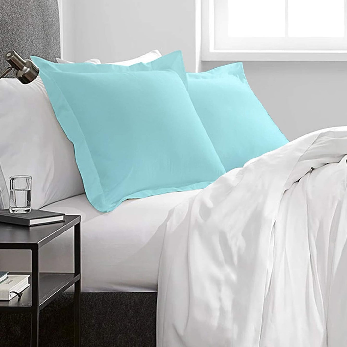NTBAY Cotton 26x26 Euro Sham Covers - 500 Thread Count Egyptian Cotton Euro Pillow Covers, 2 Pack Super Soft and Breathable 26x26 Pillow Covers, Square Pillow Cases, White