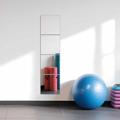Ruomeng Home Gym Mirrors 12 Inch x 12Pcs Wall Mounted Mirror Glass Frameless Full Length Mirror Tiles for Home Gym, Bedroom, Door & Bathroom