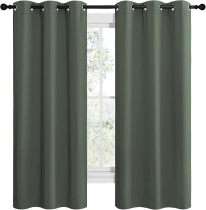NICETOWN Halloween Pitch Black Solid Thermal Insulated Grommet Blackout Curtains/Drapes for Bedroom Window (2 Panels, 42 inches Wide by 63 inches Long, Black) - Colors C