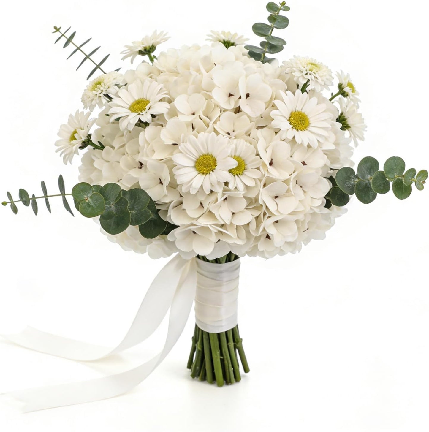 Kimura's Cabin 6pcs White Hydrangea Artificial Flowers Silk Fake Hydrangeas Faux Hydrangea Flowers with Stems for Wedding Bouquets Arrangement Home Table Centerpieces Baby Shower Party Decoration