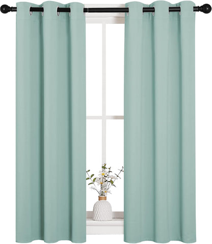 NICETOWN Halloween Pitch Black Solid Thermal Insulated Grommet Blackout Curtains/Drapes for Bedroom Window (2 Panels, 42 inches Wide by 63 inches Long, Black) - Colors A