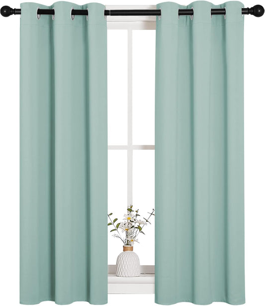 NICETOWN Halloween Pitch Black Solid Thermal Insulated Grommet Blackout Curtains/Drapes for Bedroom Window (2 Panels, 42 inches Wide by 63 inches Long, Black) - Colors A
