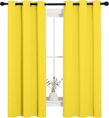 NICETOWN Halloween Pitch Black Solid Thermal Insulated Grommet Blackout Curtains/Drapes for Bedroom Window (2 Panels, 42 inches Wide by 63 inches Long, Black) - Colors C