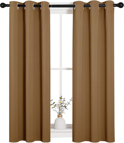 NICETOWN Halloween Pitch Black Solid Thermal Insulated Grommet Blackout Curtains/Drapes for Bedroom Window (2 Panels, 42 inches Wide by 63 inches Long, Black) - Colors A