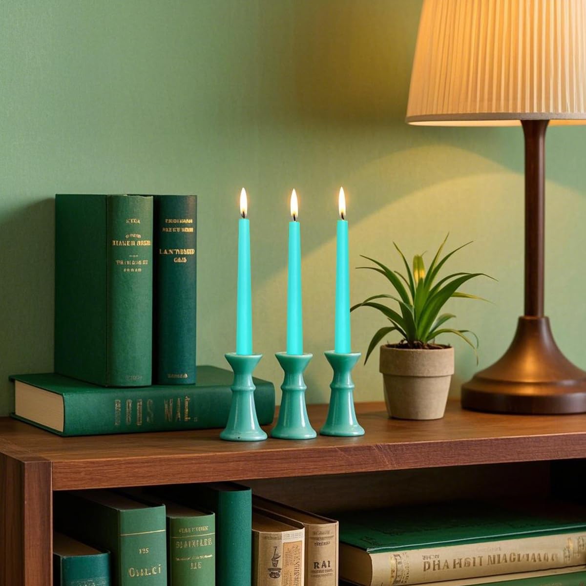 12-Pack Olive Green Taper Candles, 10 Inch Unscented Dripless Candlesticks, Long-Lasting Burn Time of 7-8 Hours, Perfect for Christmas Home Décor Spring and St. Patrick's Day