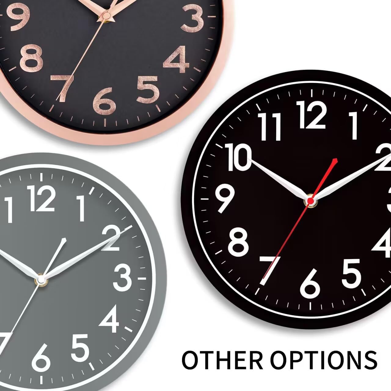 AKCISOT Wall Clock, Modern Small Wall Clocks Battery Operated 8 Inch, Silent Non-Ticking Analog Classic for Office, Home, Bathroom, Kitchen, Bedroom, School(Black)