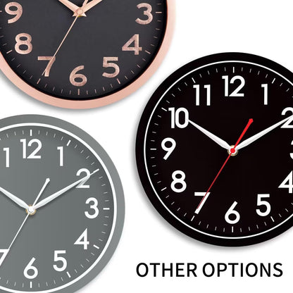 AKCISOT Wall Clock, Modern Small Wall Clocks Battery Operated 8 Inch, Silent Non-Ticking Analog Classic for Office, Home, Bathroom, Kitchen, Bedroom, School(Black)
