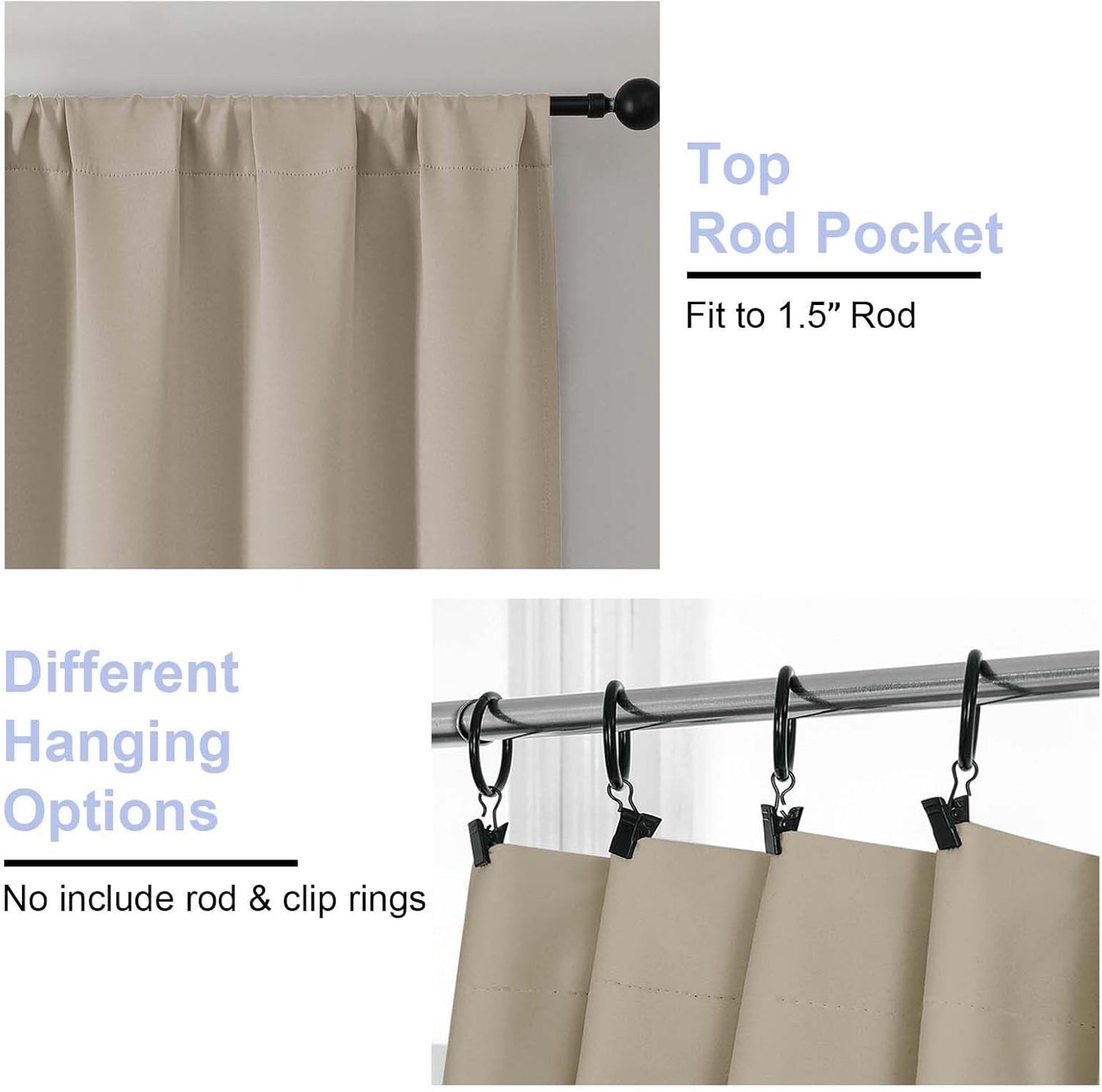 Simplebrand Ava Sage Green Blackout Curtains for Bedroom 63 Inch Length 2 Panels Set, Solid Thermal Insulated Energy Saving Rod Pocket Window Treatment Curtains Blackout Drapes, W40 x L63 Inch, Sage - Colors B