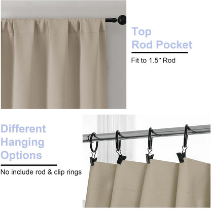 Simplebrand Ava Sage Green Blackout Curtains for Bedroom 63 Inch Length 2 Panels Set, Solid Thermal Insulated Energy Saving Rod Pocket Window Treatment Curtains Blackout Drapes, W40 x L63 Inch, Sage - Colors B