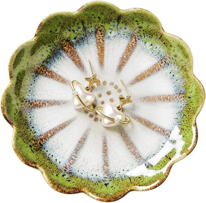 JAMEND CLXP Lotus Leaf Shape Decorative Ring Tray, Small Key Bowl, Ceramic Trinket Tray Jewelry Dish Organizing Necklace Earrings, Home Decoration for Mom Best Friend Sister, Pink.