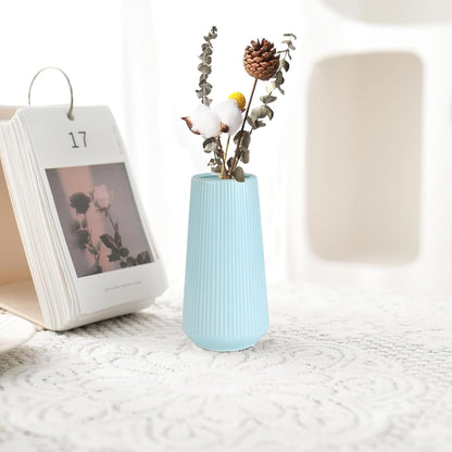 White Ceramic Vase, GUKJOB Small Cute Flower Vase for Pampas Grass, Home, Living Room, Dining Table, Farmhouse, Office Decor, Bedroom, Table, and Kitchen Shelf (White)