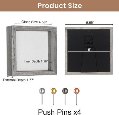Califortree 8x8 Shadow Box Frame with Soft Linen Back - Push Pins Included, Memory Box Display Case for Flower, Tickets and 3D Items, Black