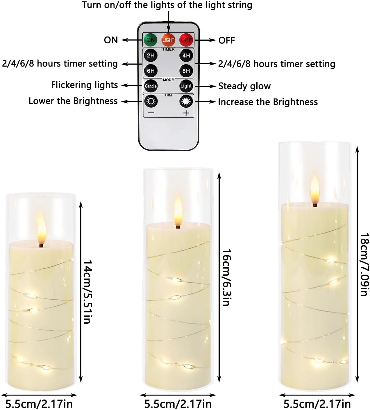 48- Pack of 3 Sizes of LED Flameless Candles.This Candle is Suitable for café, Fancy Restaurant, Bookstore and Other Scenes to Create a Relaxing and Romantic Atmosphere.