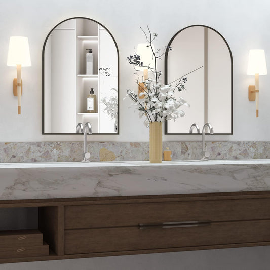 Arched Wall Mirror for Bathroom, 20"x30" Arched Mirror Wall Mounted Mirror with Metal Frame, Sliver Vanity Mirror Decor for Mantle, Bedroom, Entryway, Living Room