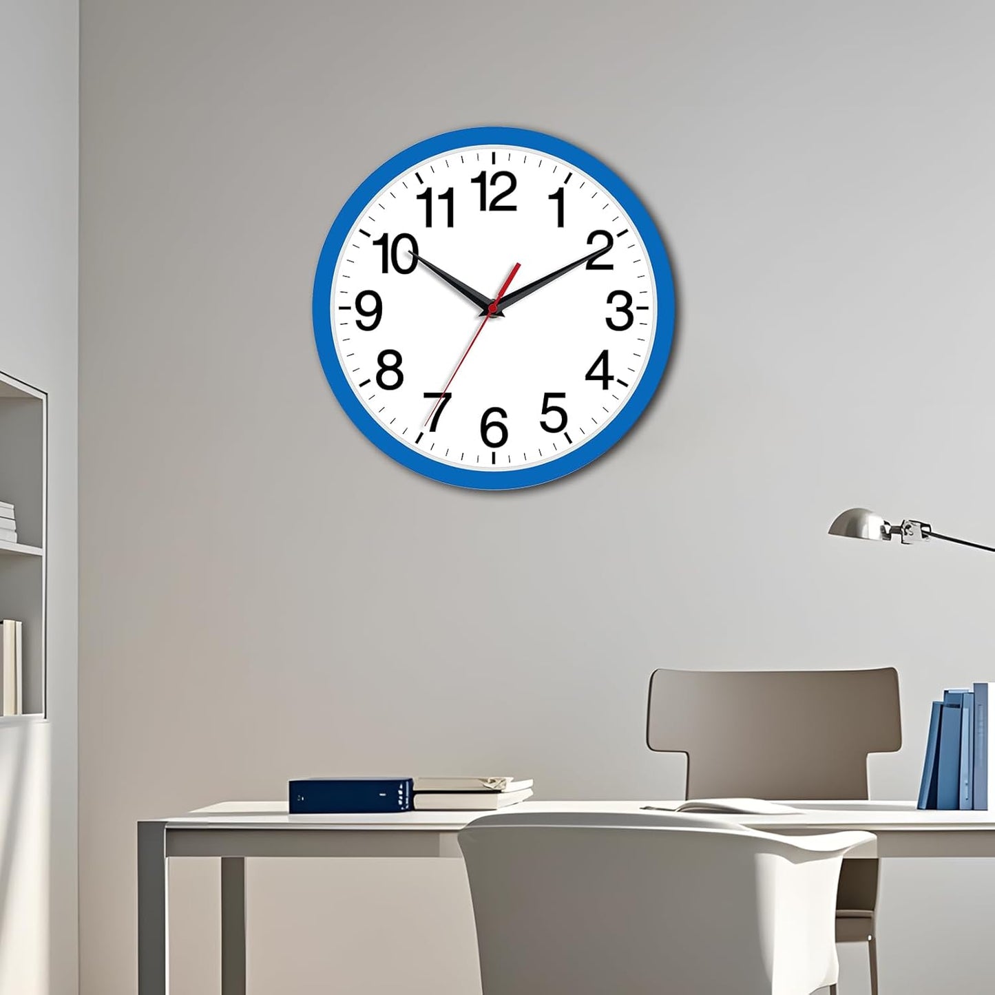 Rohioue Wall Clock Modern 8 Inch Battery Operated Silent Non Ticking Small Analog Clock for Living Room Office Home Bedroom Kitchen Bathroom(Black)