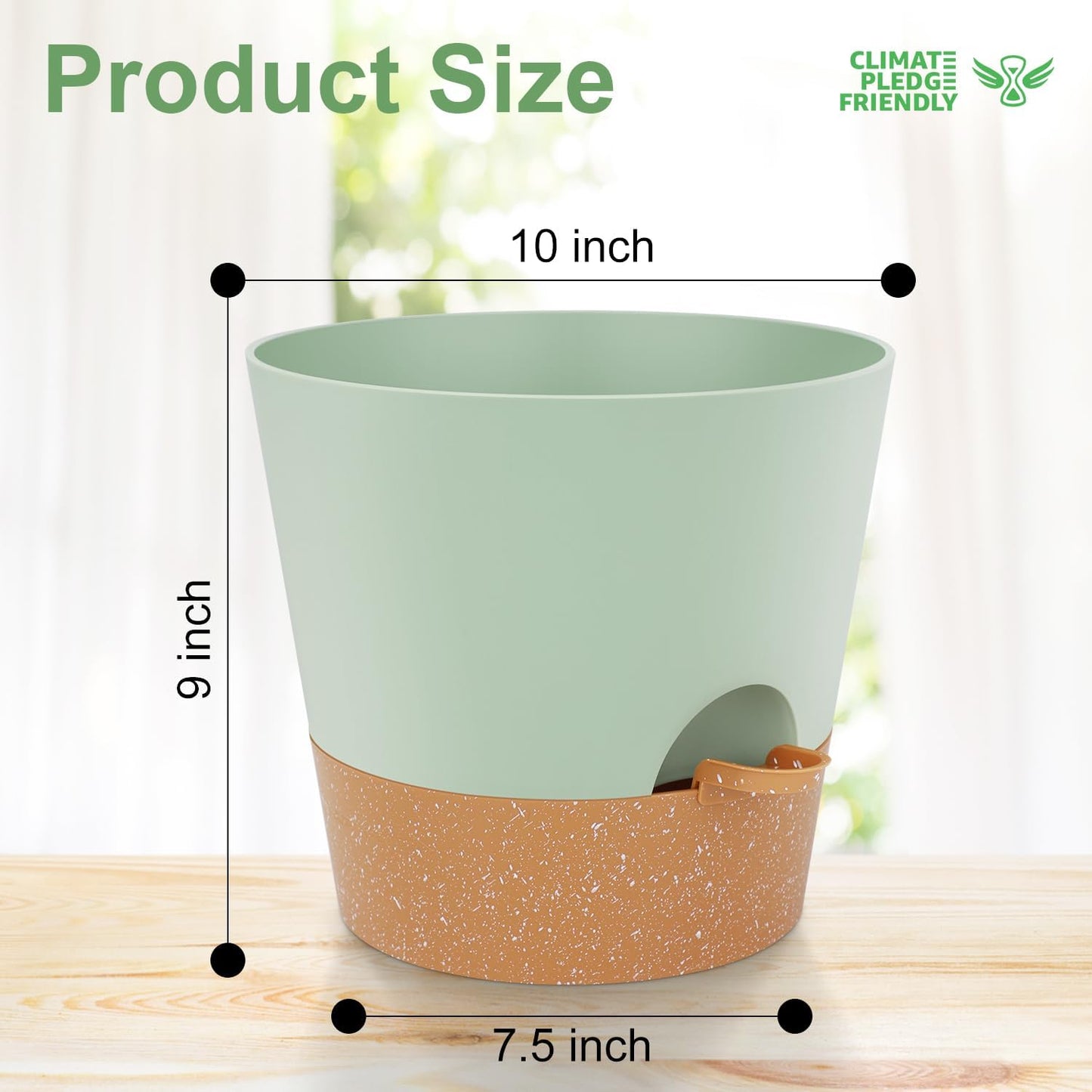 YNNICO Indoor Self Watering Planters with Drainage Holes and Saucers, 8, 7, 6.5, 6, 5.5, 5 Inches, Black, 6 Pots