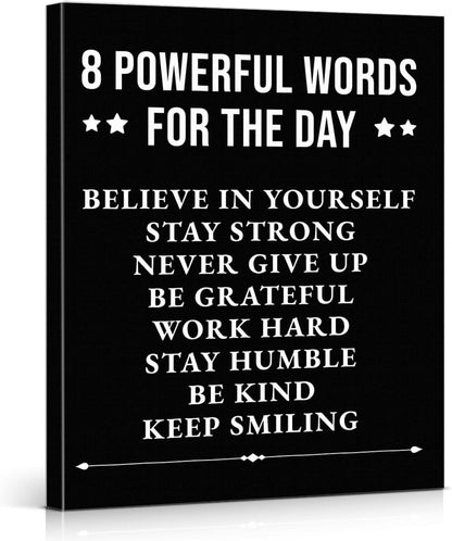 Inspirational Farmhouse Canvas Print Wall Art Decor One Small Positive Thought in the Morning Can Change Your Whole Day Sign Painting Plaque Rustic Home Decoration (8 X 8 Inches, Framed)