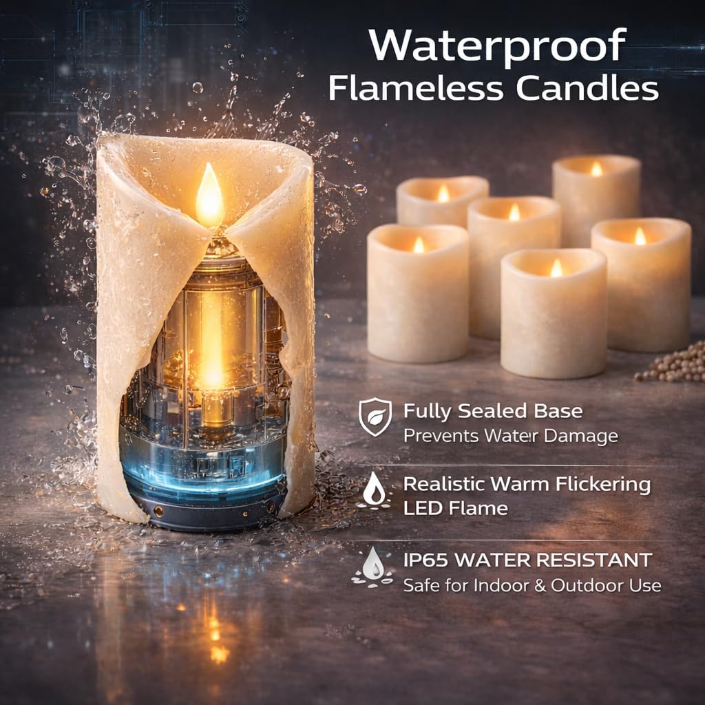 Enido Flameless Candles, Color Changing LED Candles(D: 3" x H: 4" 5" 6") Battery Operated Outdoor Waterpoof Candles Plastic Pack of 9 Flameless Pillar Candles