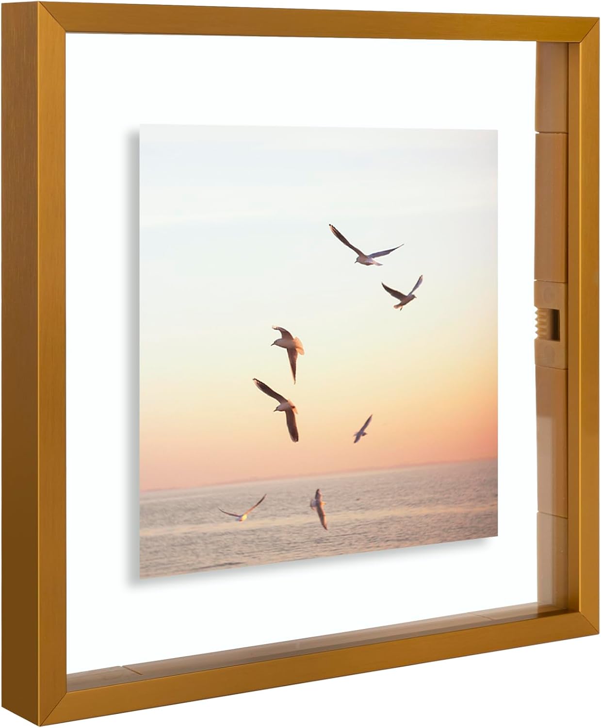 Frametory, Floating Picture Frame 12x16 - Black Aluminum Metal Photo Frame - Real Glass of Front - for Wall Mount Display