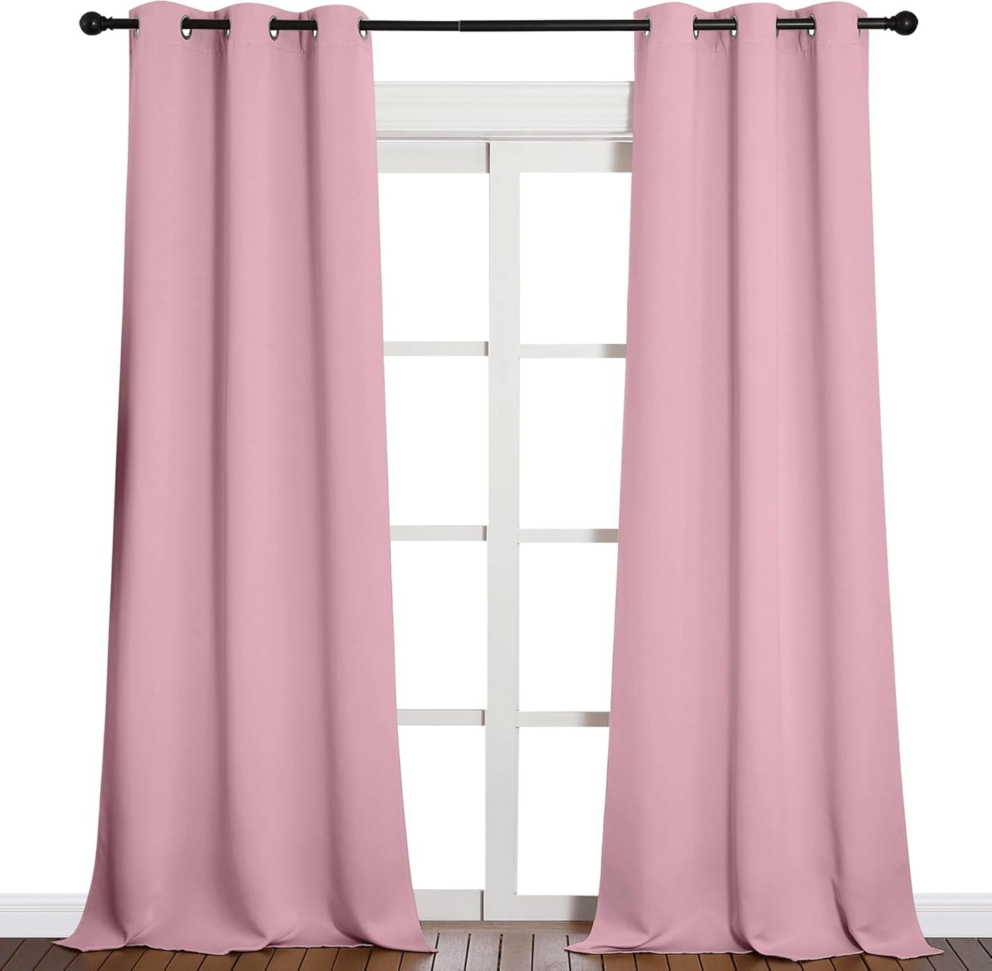 NICETOWN Halloween Pitch Black Solid Thermal Insulated Grommet Blackout Curtains/Drapes for Bedroom Window (2 Panels, 42 inches Wide by 63 inches Long, Black) - Colors A