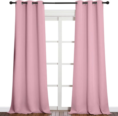 NICETOWN Halloween Pitch Black Solid Thermal Insulated Grommet Blackout Curtains/Drapes for Bedroom Window (2 Panels, 42 inches Wide by 63 inches Long, Black) - Colors A