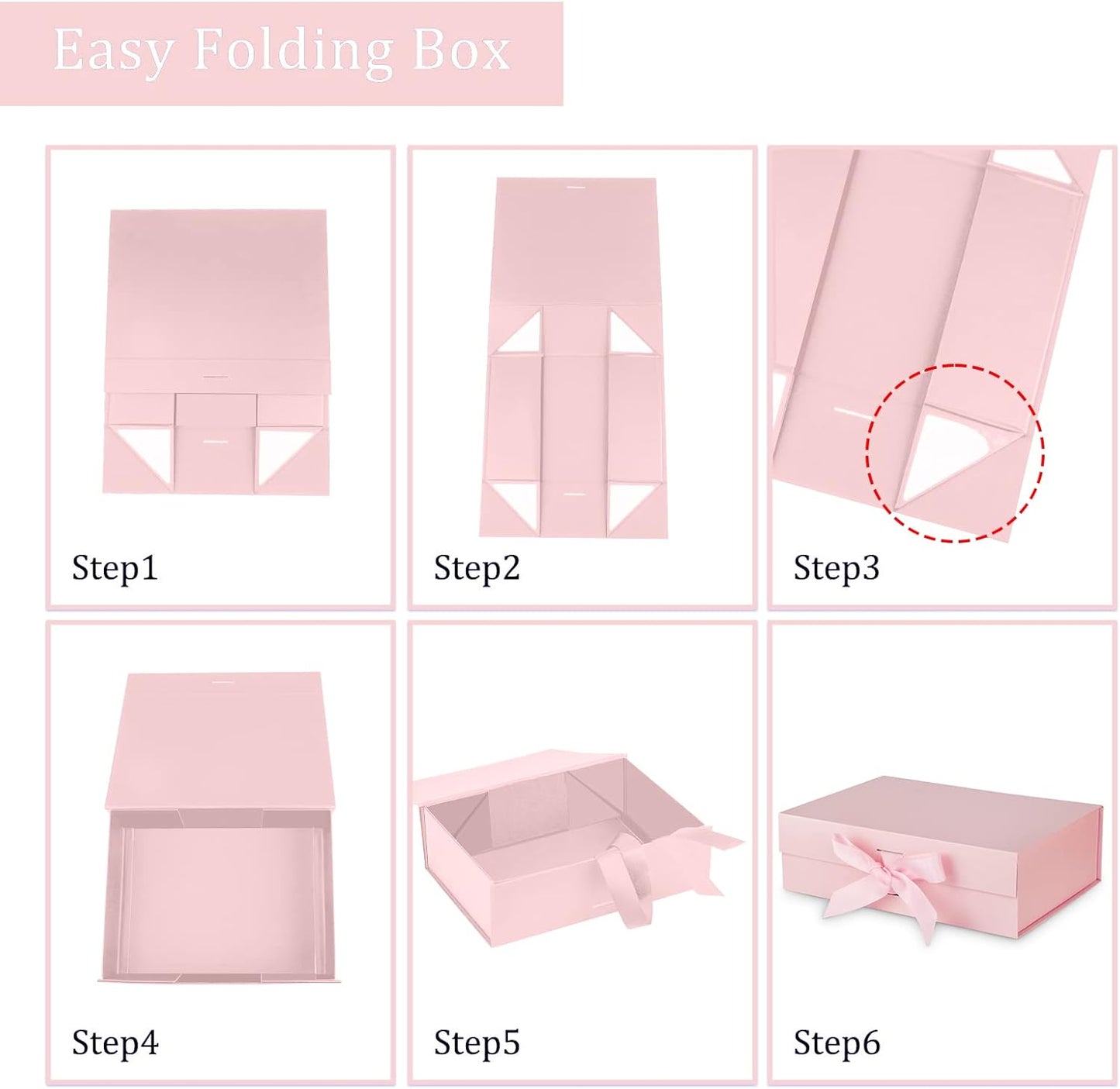 DaiJoob Gift Box with Lid for Presents 10.5x7.5x3.1 Inches with Ribbon and Magnetic Closure(1-Pack) (Black)