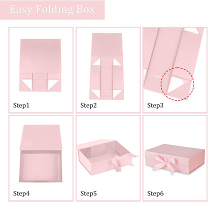 DaiJoob Gift Box with Lid for Presents 10.5x7.5x3.1 Inches with Ribbon and Magnetic Closure(1-Pack) (Black)