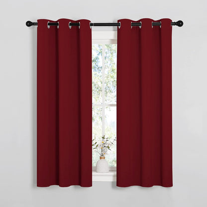 NICETOWN Halloween Pitch Black Solid Thermal Insulated Grommet Blackout Curtains/Drapes for Bedroom Window (2 Panels, 42 inches Wide by 63 inches Long, Black) - Colors A