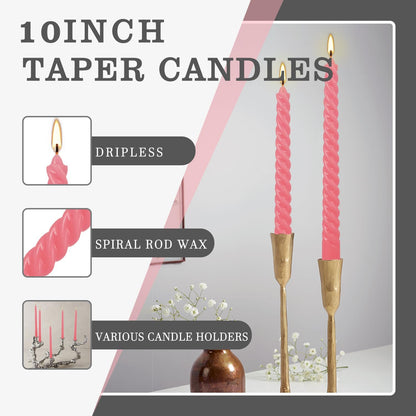 30-Pack 10-Color Taper Candles - 10 Inch Dripless & 10-Hour Burn｜Wedding/Birthday/Home Decor with Premium Wax