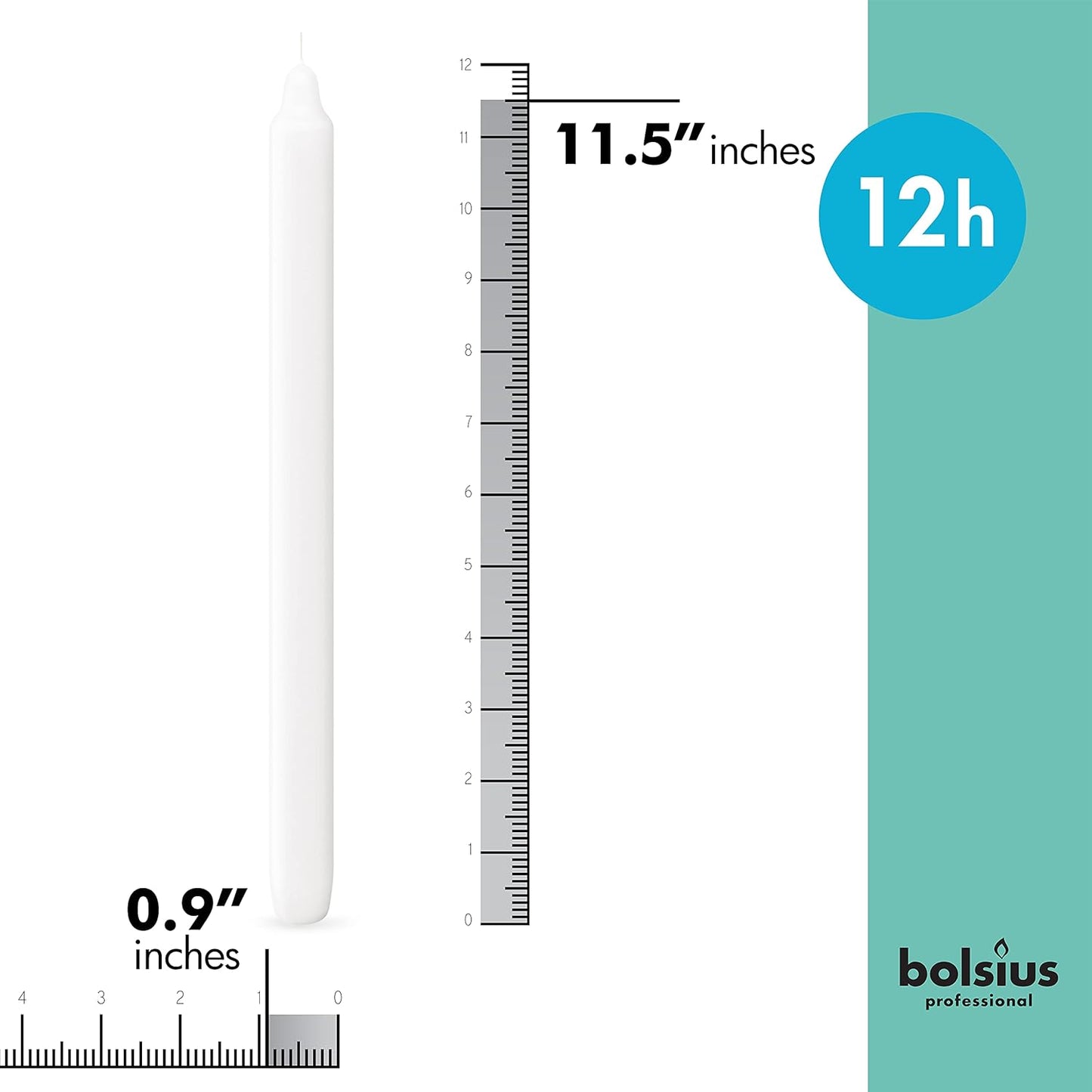 BOLSIUS White Candlesticks Bulk Pack 50 Count - Unscented Dripless 11.5 Inch Household & Dinner Candle Set - 12+ Burn Hours - Premium European Quality - Consistent Smokeless Flame - 100% Cotton Wick
