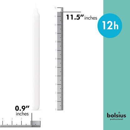 BOLSIUS White Candlesticks Bulk Pack 50 Count - Unscented Dripless 11.5 Inch Household & Dinner Candle Set - 12+ Burn Hours - Premium European Quality - Consistent Smokeless Flame - 100% Cotton Wick